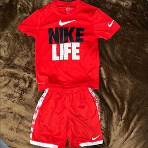 Nike Kids Red 'Nike Life' Tee and Shorts Set